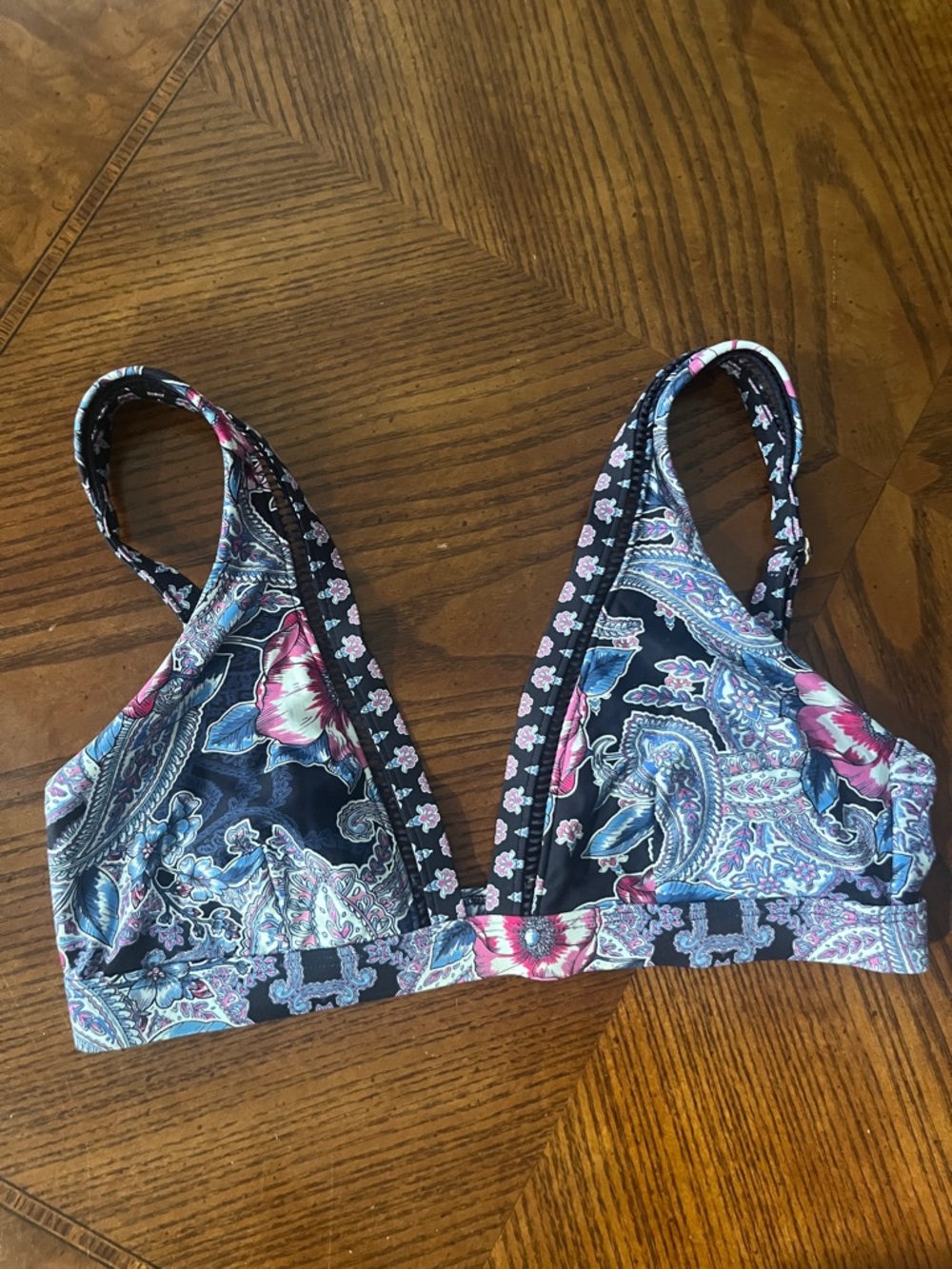 Sea Level Paisley Bikini Top - Sz 6 Pink & Blue